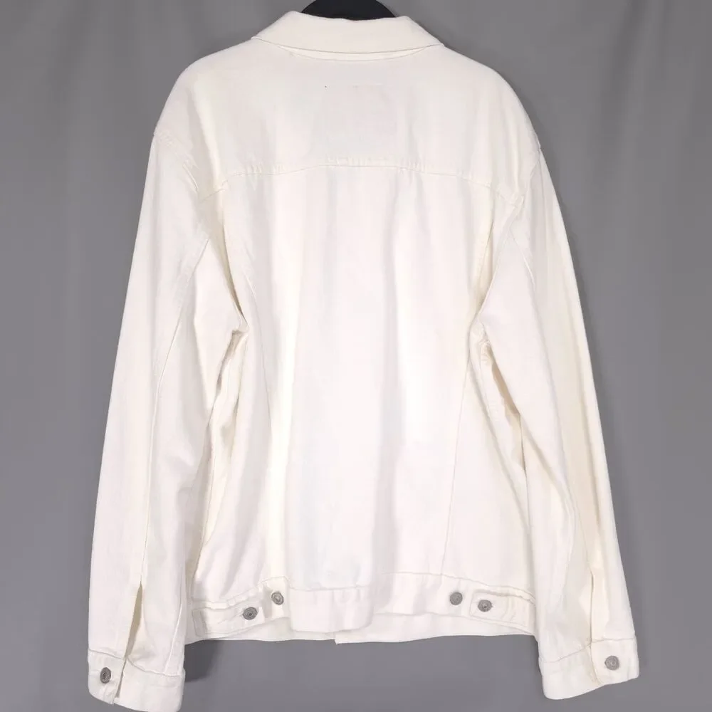 LEVIS Mens‎ Classic Denim Jacket XL Cream 100% Cotton Button Front 72334-0292